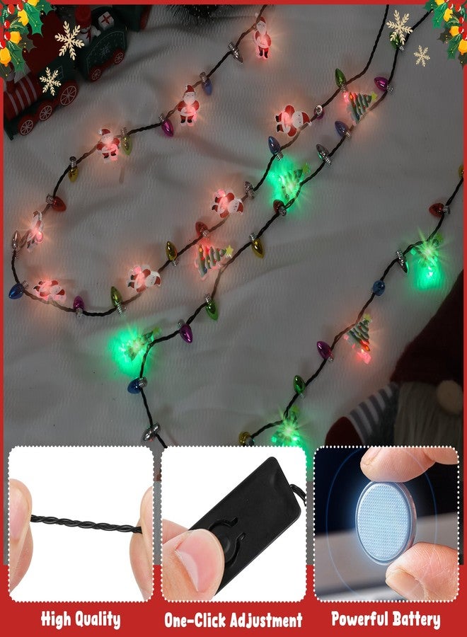 Traplace 2PCS Christmas Light Necklace, 3 Glow Modes Xmas Accessory, Christmas Tree Santa Claus Designs, Wearable Festive Favors for Xmas Theme Party Supplies, Ugly Sweater Decorations, Holiday Gatherings - Image 3